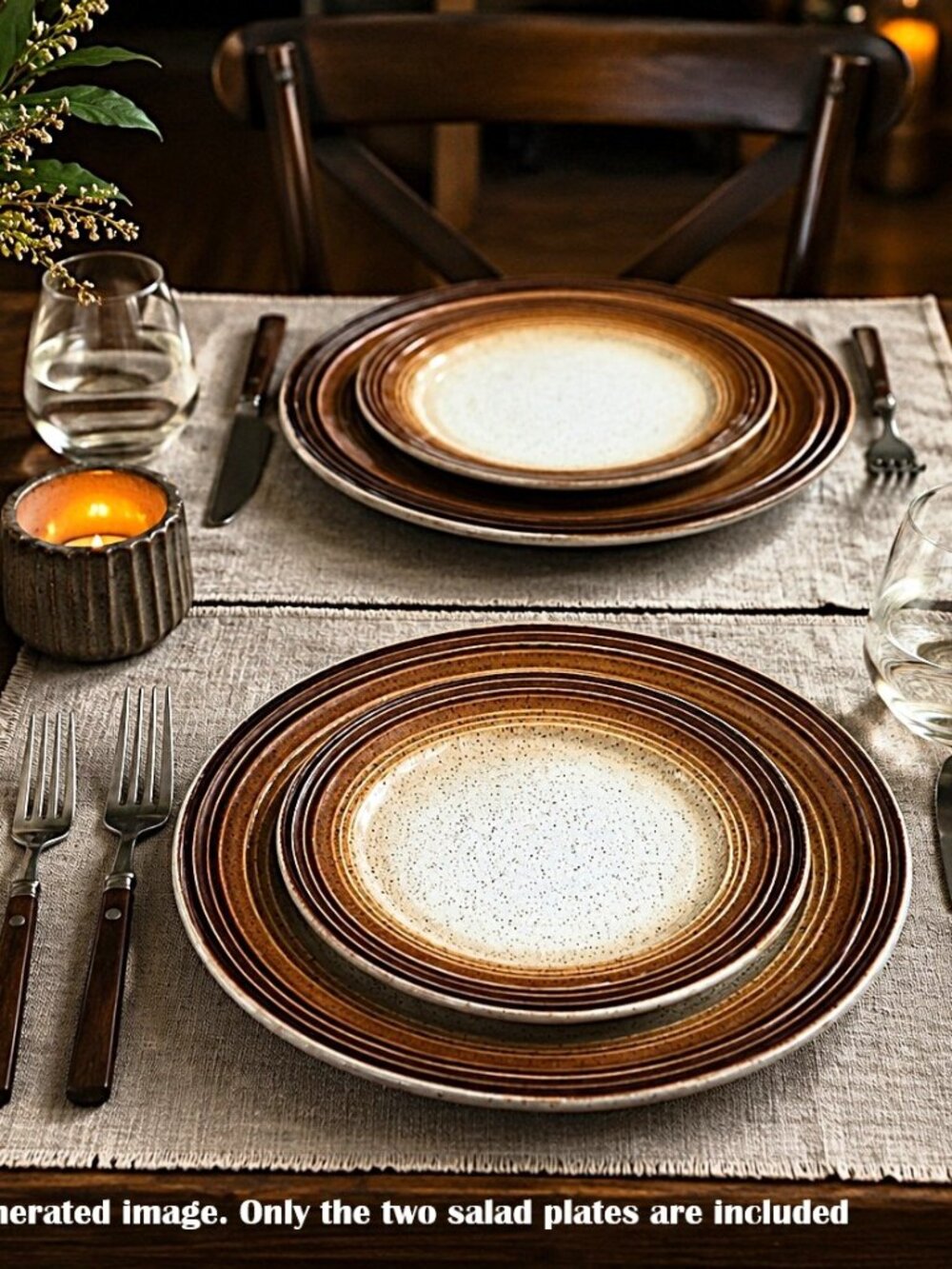 Set of 2 Homespun Stonecast by Churchill England Woodstock 8" Salad Plates
